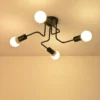 kf-S58c4bfae99cf4f408add4fb13b1f8ac4J-Luz-De-Teto-Curvada-Retro-Simplicidade-Moderna-Sala-De-Estar-Luz-Estilo-Industrial-Ferro-Estudo-Quarto Luminária Sobrepor Preto Sputnik Lâmpada Aparente