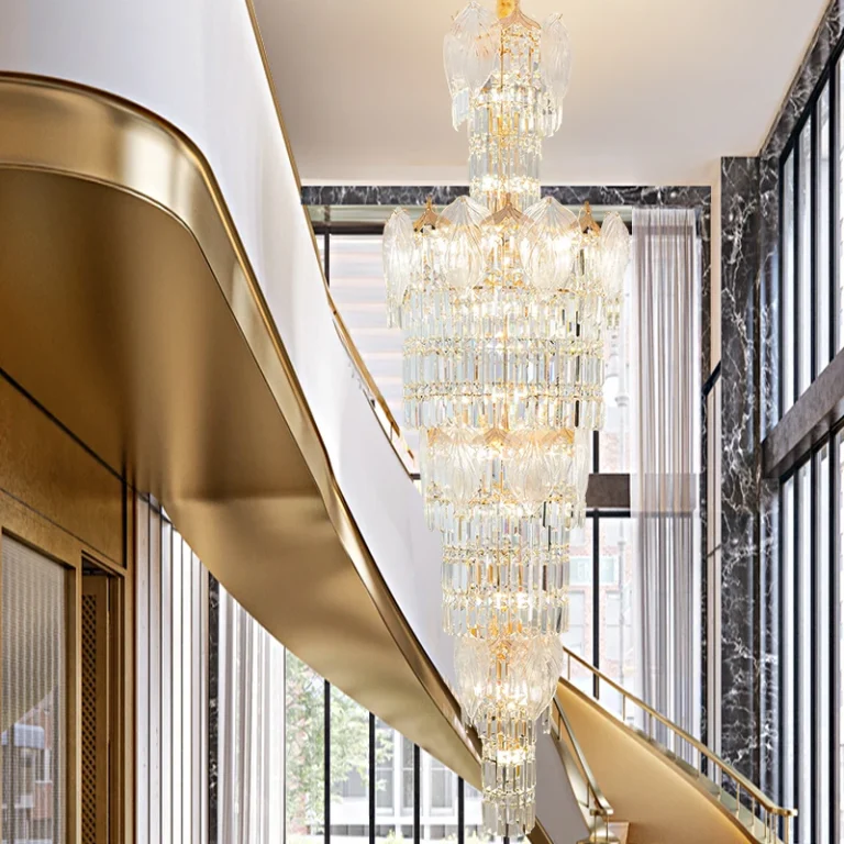 Lustre Clássico Design Europeu Cristal Asfuor Para Escadas e Teto Duplo, lustre de cristal clássico design europeu, por Miresa, loja-de-luminárias-São-Paulo.