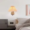 kf-S5afd586735204354920bda37a917aa84U-L-mpada-de-parede-retro-n-rdica-em-forma-de-ventilador-para-quarto-sala-decora-o Arandela Clássica Vintage Cúpula Plissada