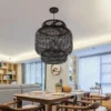 kf-S5b83b70e49c84af4a82c039c8dcfe0b4Q-Bambu-Tecido-Sombra-Luz-para-Loft-e-Lobby-Teto-Pingente-Bar-L-mpada Pendente Natural Bambu Rattan | Entrega em Todo Brasil