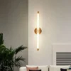 Arandela Alumínio Preto ou Dourado Linear De Acrílico e Luz LED