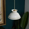 Pendente Branco De Cerâmica Esmaltada