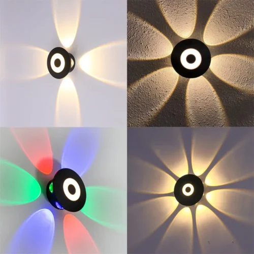 kf-S685edb4dc3d34c91b44e2485e239deed5-Modern-LED-Outdoor-Wall-Light-ABS-pl-stico-imperme-vel-L-mpada-de-parede-exterior-Decora Arandela ABS Plástico Facho De Luz Flor Para Jardins e Fachadas