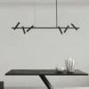 kf-S6f3f0b82ced74544b17812292b3be715N-Modern-LED-Chandeliers-para-Home-Decor-Luzes-penduradas-Sala-de-estar-Sala-de-jantar-Ilumina-o Lustre Preto Linear Tubular Com Spot de LED