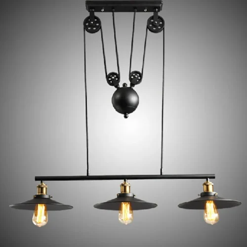 Lustre Industrial Vintage Polia Preto Galvanizado