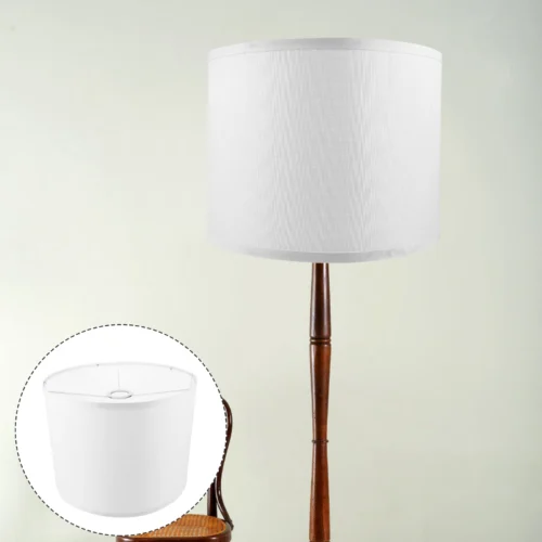 kf-S9322b3e81b3f468c99a9f2b382110ea0L-Papel-Lanterna-Substitui-o-Lampshade-Drum-Tecido-decorativo-lumin-ria-Acess-rio Cúpula Redonda Branca Tecido