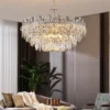 Lustre Moderno Cristal Transparente K9 e Estrutura Metal