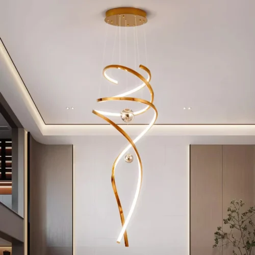 Lustre Dourado Moderno Em Curva
