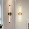 Arandela Alumínio Preto ou Dourado Linear De Acrílico e Luz LED