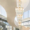 Lustre Clássico Design Europeu Cristal Asfuor Para Escadas e Teto Duplo