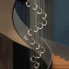 Lustre Para Escadas Moderno Argola Alumínio Cromado Com Luz LED