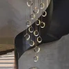 Lustre Para Escadas Moderno Argola Alumínio Cromado Com Luz LED