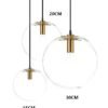 Pendente Bola Vidro e Metal Preto Ou Dourado