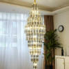 Lustre Duplex De Cristal Longo Para Escadas Marca Miresa 6874 Lustre Duplex De Cristal Longo Para Escadas