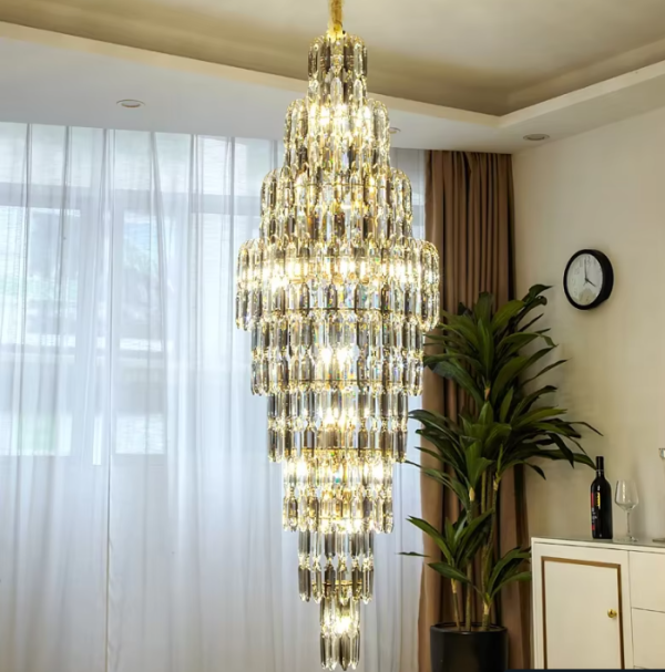 Lustre Duplex De Cristal Longo Para Escadas Marca Miresa 6874