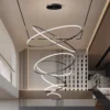 Lustre Argola Alumínio Dourado ou Cromado Com Luz de LED Para Escadas