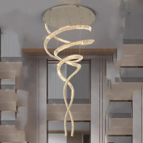 Lustre Cristal Asfuor K9 Em Curva Para Escadas