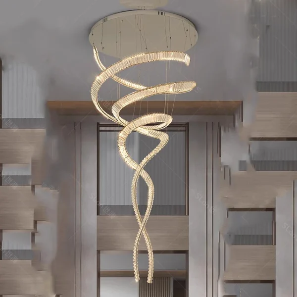 Lustre Cristal Asfuor K9 Em Curva Para Escadas