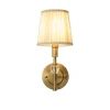 Arandela Dourado Estilo Americano Cúpula Tecido Plissada
