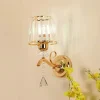 Arandela Dourada Cúpula e Pingente Cristal K9