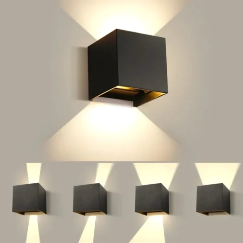 Arandela Superfície Ajustável Cubo LED 6W Alumínio Preto