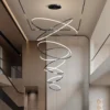Lustre Argola Alumínio Dourado ou Cromado Com Luz de LED Para Escadas