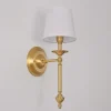 Arandela Design Americano Dourada Com Cúpula Tecido Branco