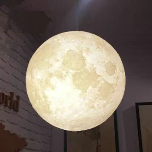 Pendente Bola Led Impressão Lua 3D