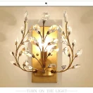 Arandela Floral Cristais K9 Transparente e Metal Dourado ou Preto