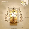 Arandela Floral Cristais K9 Transparente e Metal Dourado ou Preto