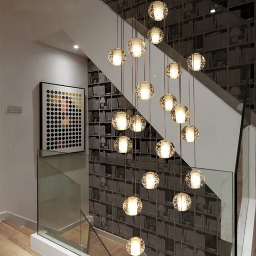 Lustre Bolas De Vidro Para Escadas