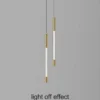 Pendente Tubular Dourado Luz Apagada E Acrílico Branco Luz LED Marca Miresa Marca Miresa
