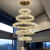 Lustre Grande Com 5 Argolas Cristal Translúcido K9 Marca Miresa Lustre Grande Com 5 Argolas Cristal Translúcido K9
