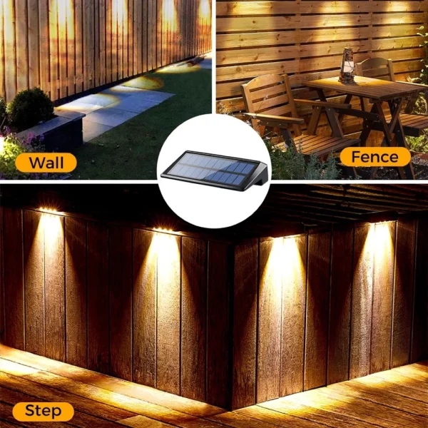 kf S2cb9c3a649384862ace27f0163511a422 Outdoor imperme vel LED Solar Wall Lights Fence Post Yard Pathway Deck Lights 2 Pack 4