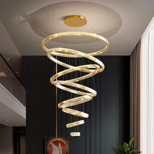 Lustre Grande Argola Dourado ou Cromados e Pedras De Cristais K9