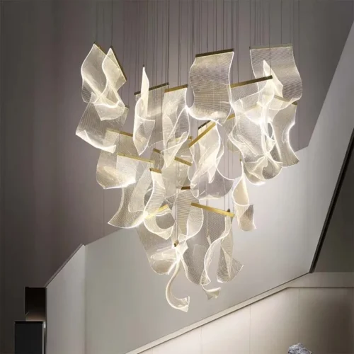 Lustre Escada Acrílico Para Design Folhas Em Curva
