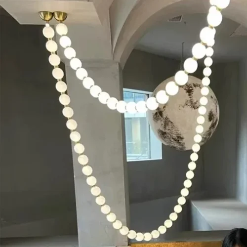 Lustre Moderno Esferas Brancas De Acrílico