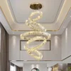 kf-S723bb063a8ea46b39afe031c0ccdd33ed-Decora-o-para-casa-Luzes-Pingente-Luxo-Cristal-Sala-Lustre-Stair-L-mpada-Pingente-Luz-de Lustre Grande Com 5 Argolas Cristal Translúcido K9