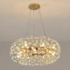 Lustre Moderno Dourado Pingentes Vidro Transparente Marca Miresa Lustre Moderno Dourado Pingentes Vidro Transparente