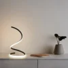 Luminária Mesa Preta Espiral Aluminio Com Dimmer Marca Miresa Para Mesa De Salas Luminária De Mesa Espiral Alumínio e LED