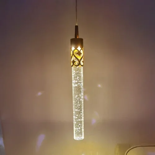 Pendente Tubo Cilindro Vidro Efeito Bolha De Ar