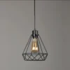 Pendente Industrial Aramado Preto Forma Diamante