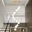 Lustre Dourado Grande Para Escadarias Duplex Forma Bola Branca Marca Miresa Lustre Grande Para Escadarias Duplex Forma Bola Branca