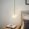 kf-S9c5f19eee6524dac8af262bc8ac1eaa1e-Modern-LED-Clear-Glass-Pendant-Lights-Pendurado-Chandeliers-Lamp-G4-Suspens-o-Sala-de-estar-Jantar Pendente Bola Transparente e Metal Polido