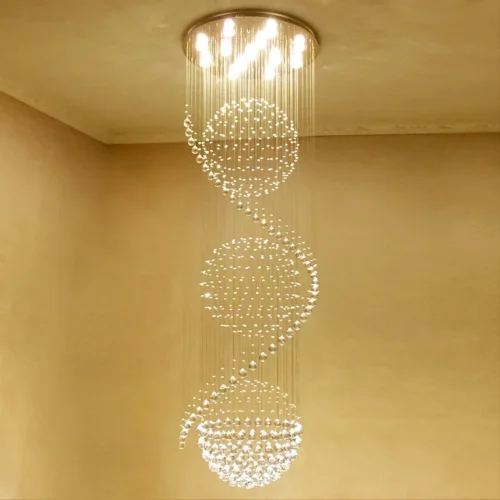 Lustre Grande Para Escadas Cristal DNA e Forma Esfera