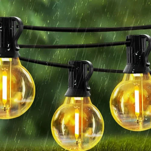 Varal Cordão Guirlanda De Luz LED Solar G40 À Prova D'Água