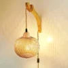 Arandela Artesanal Tecido Bambu Lanterna Marca Miresa Arandela Artesanal Tecido Bambu Lanterna