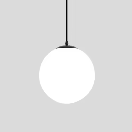 pendente luminaria de teto bola de vidro branca com luz de led marca miresa