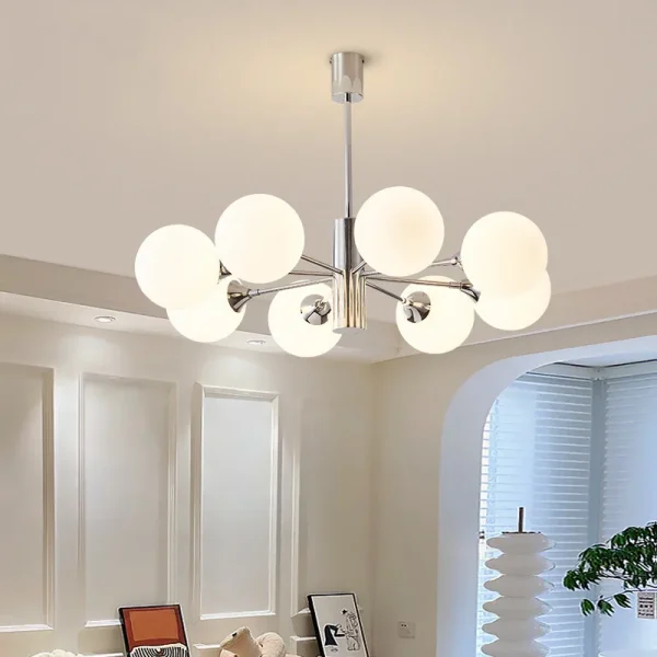 Lustre Bauhaus Medieval Bola Branca Leitosa Marca Miresa