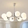 Lustre Bauhaus Medieval Bola Branca Leitosa